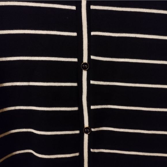 August Silk • Black & White Striped Sweater with Back Detail - Picture 5 of 7